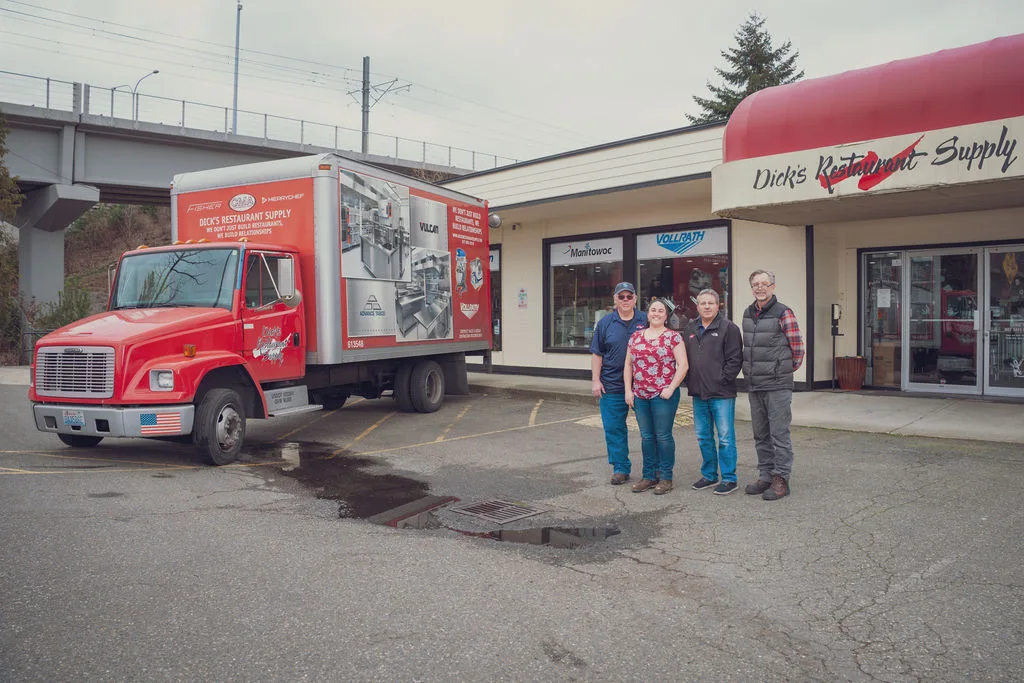 Dick's Restaurant Supply Bellevue location staff members at the Bellevue restaurant supply showroom